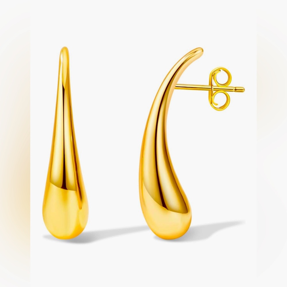 Elegant 14kt Gold Dip Teardrop Water Drip Drip Earrings
